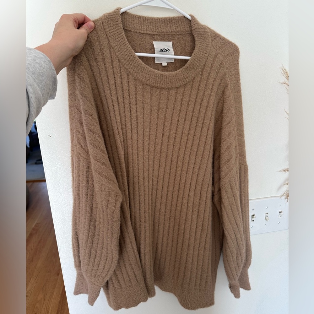 Aerie Tan Ribbed Sweater